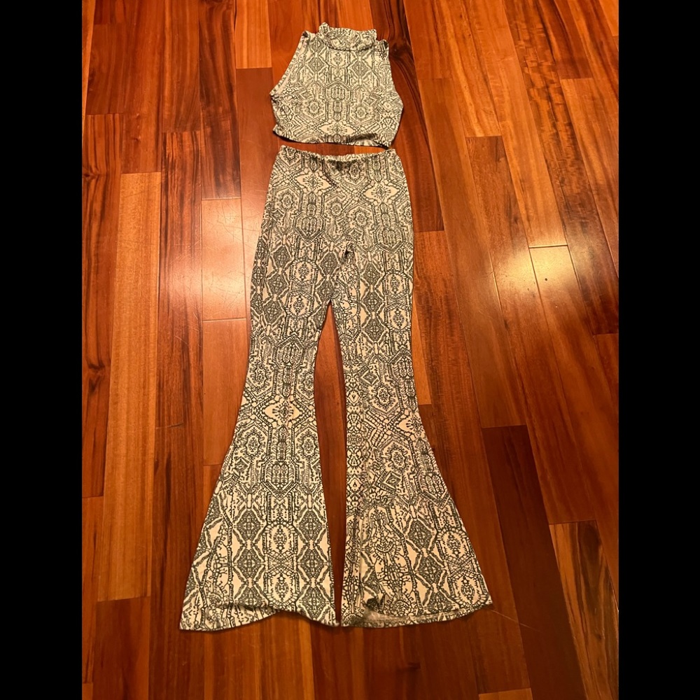 Flare Pants & Crop Top Matching Set
